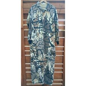 Predator Camouflage Coveralls Large Made In USA Hunting Overalls Bibs Suit Vtg